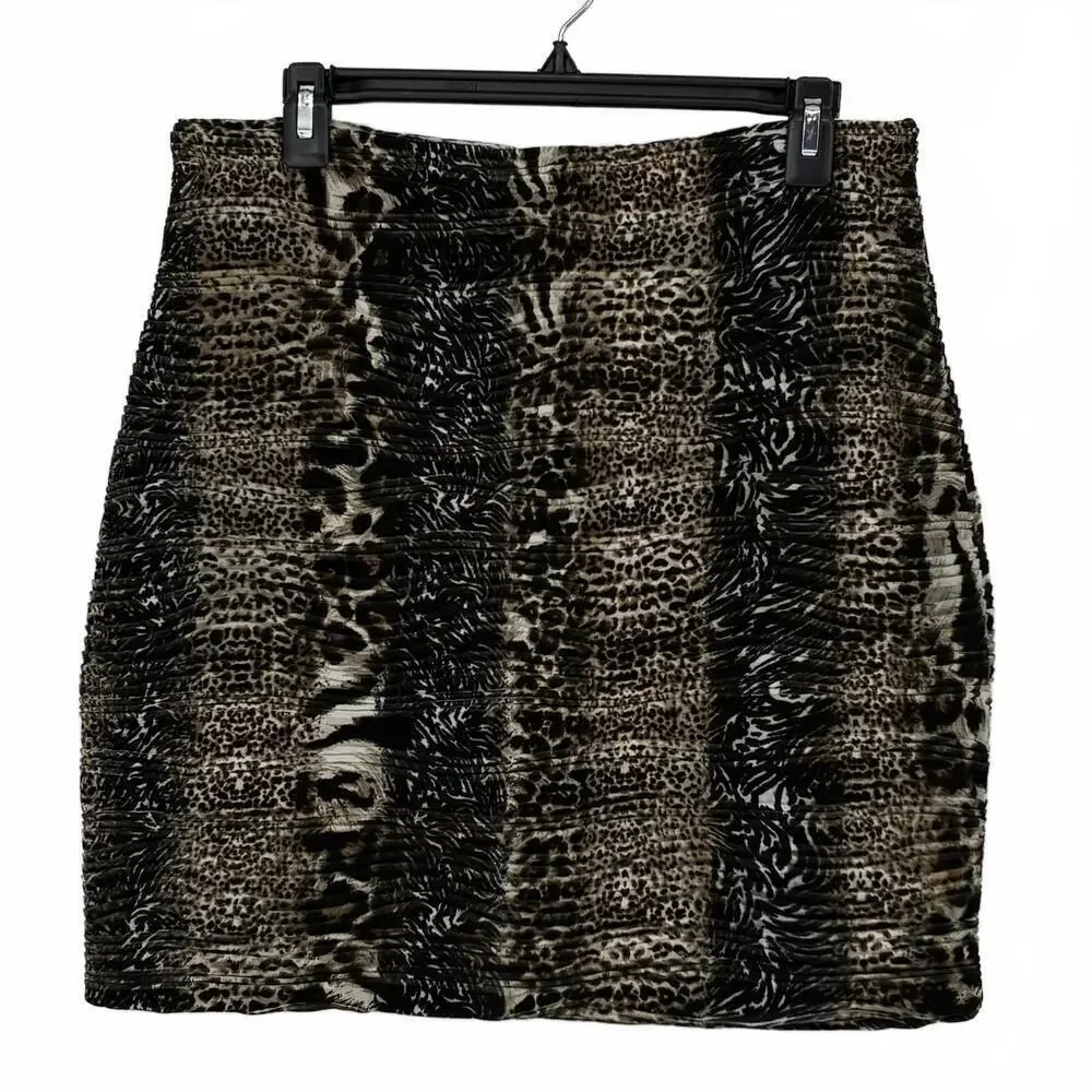Cato Women's Stretchy Animal Print Striped Mini Skirt Size Large